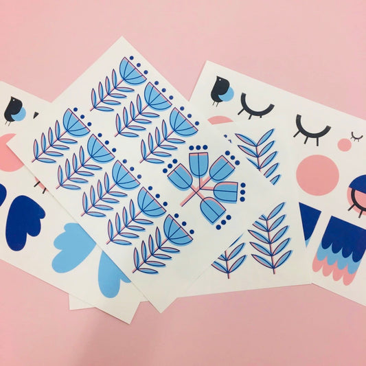 Blue Birdies Transfer Set