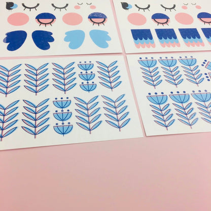 Blue Birdies Transfer Set